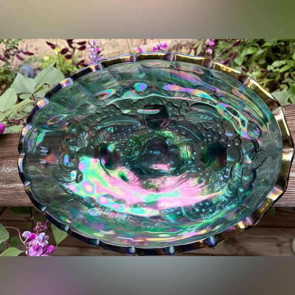 CARNIVAL GLASS Indiana Iridescent Blue Bowl - Picture 4 of 10